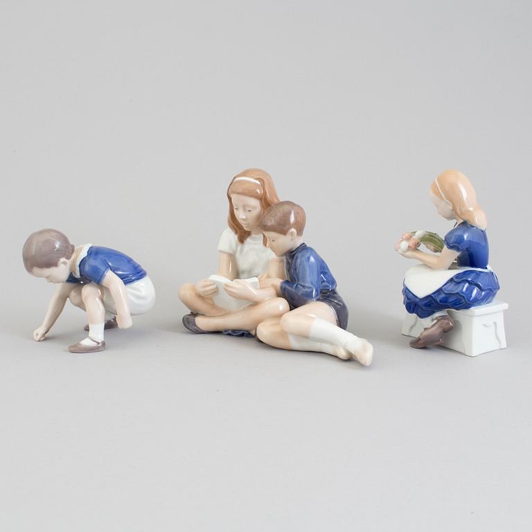 Three figurines by Royal Copenhagen and Bing & Gröndal.