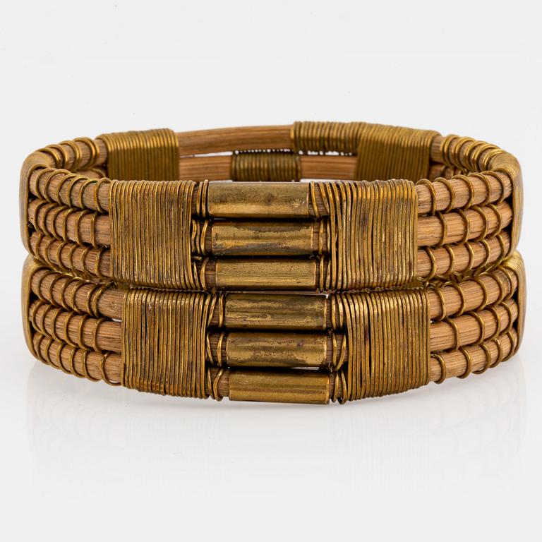 Vivianna Torun Bülow-Hübe, a rattan and brass bangle, executed in her own workshop, 1945-50's.