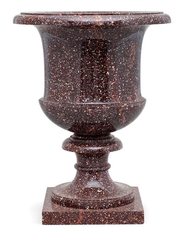 A Swedish Empire 19th century porphyry urn.