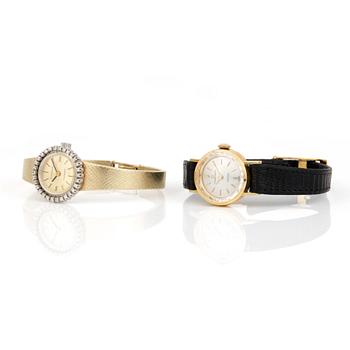 ARMBANDSUR, 2 st, dam, 'Classic' Dugena och 'Eterna Matic' Sahida, 1900-tals mitt.