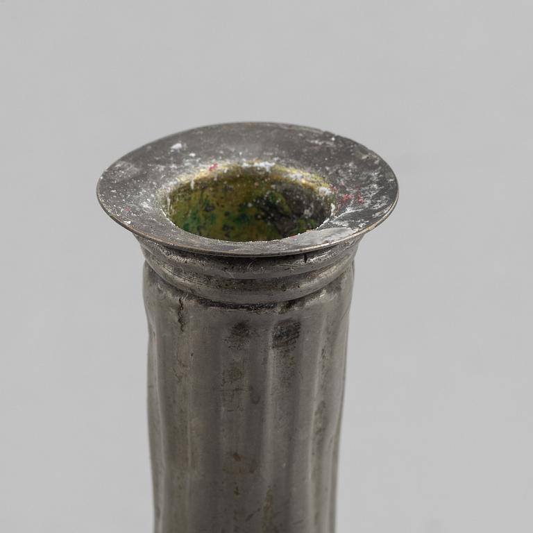 A pair of pewter candle sticks by Mathias Rundquist (active 1778-1820/35), Karlskrona, Sweden.