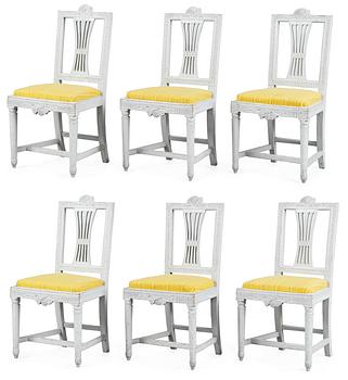 537. Six Gustavian circa 1800 chairs.