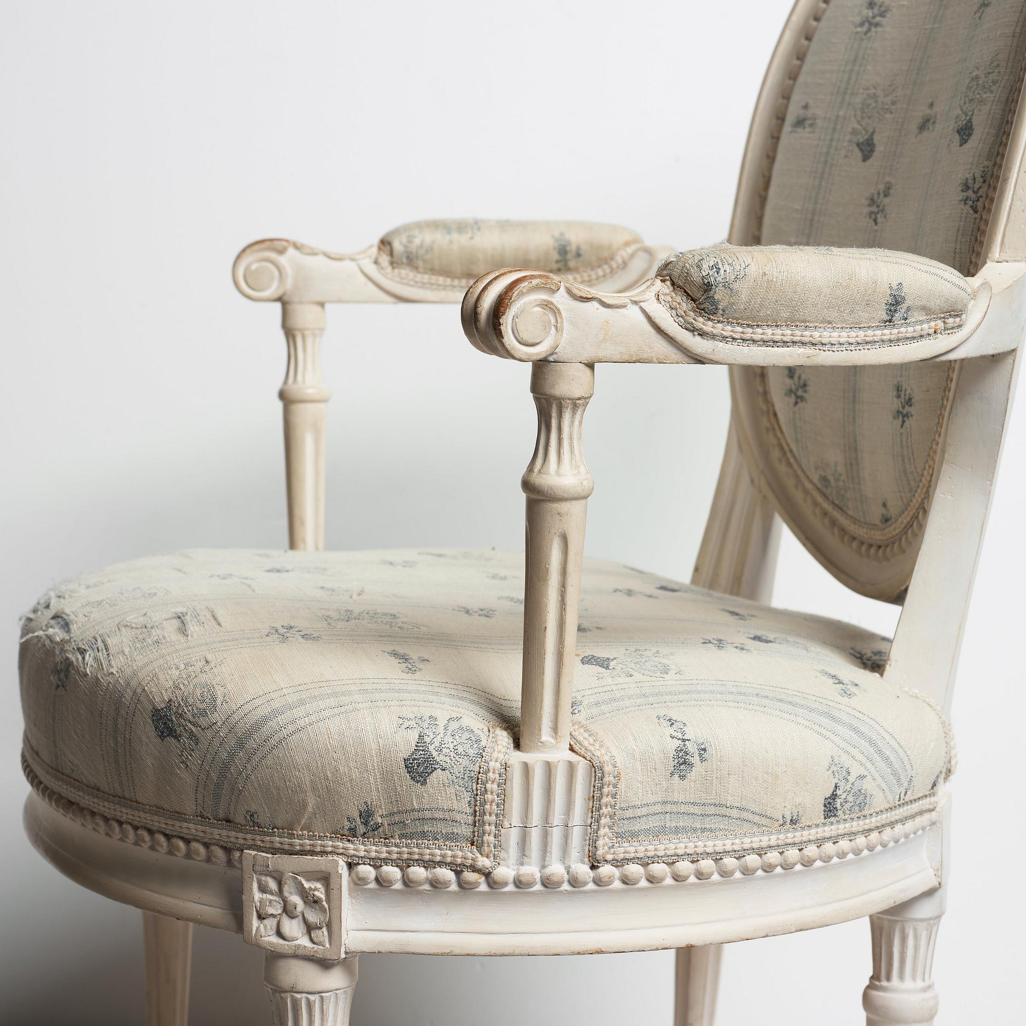 A pair of Danish late 18th century armchairs.