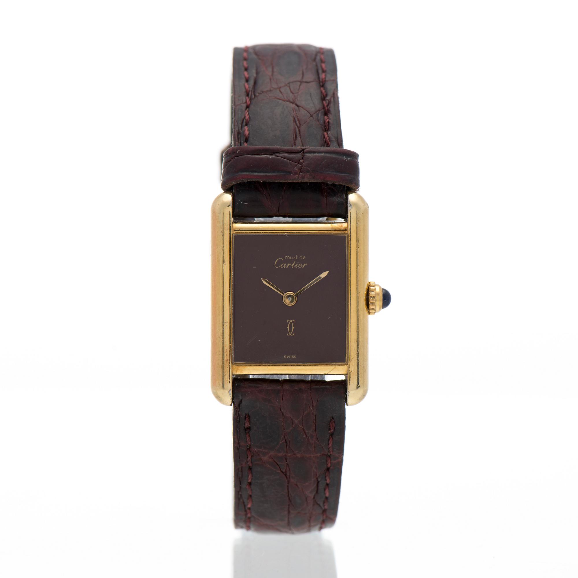 CARTIER, must de Cartier Tank, rannekello, 20 x 20-28 mm.