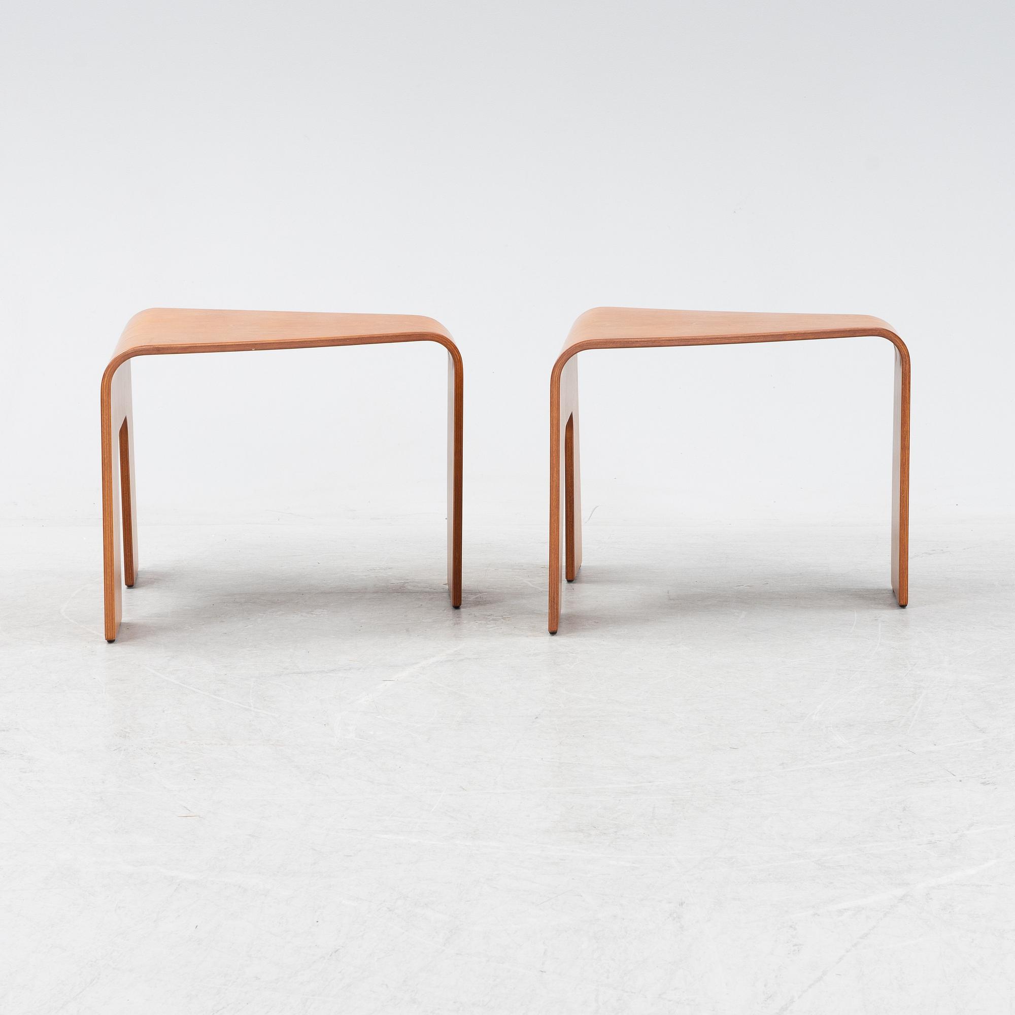 A pair of 'Stressless' corner tables, Ekornes.