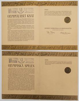 Commemorative medals in a box, 3 pcs, Olympic Games Helsinki 1940, Hopeatehdas Oy.
