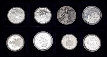 SILVERMYNT, 19 st, bla MVG, Stockholm 1900-tal. Totalvikt (med etuier) 753 g.