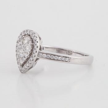 Drop shaped brilliant-cut diamond ring.
