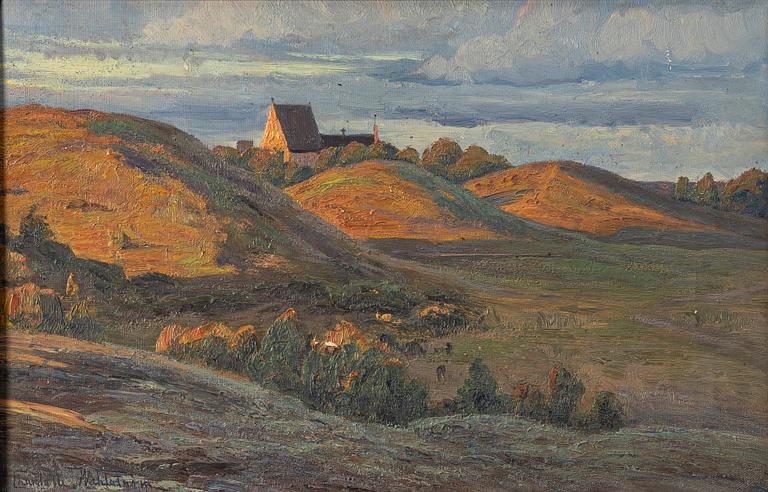 Charlotte Wahlström, Twilight Landscape with Church.