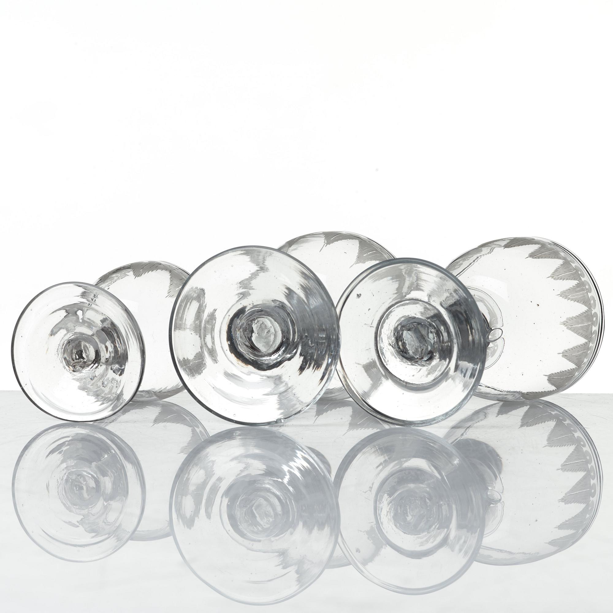 A set of 20 Swedish wine glasses, first half of the 20th Century.