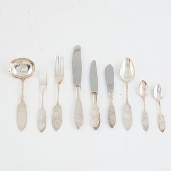 A 148-piece silver cutlery service, 'Tornedal', various makers, Sweden, 1930-75.