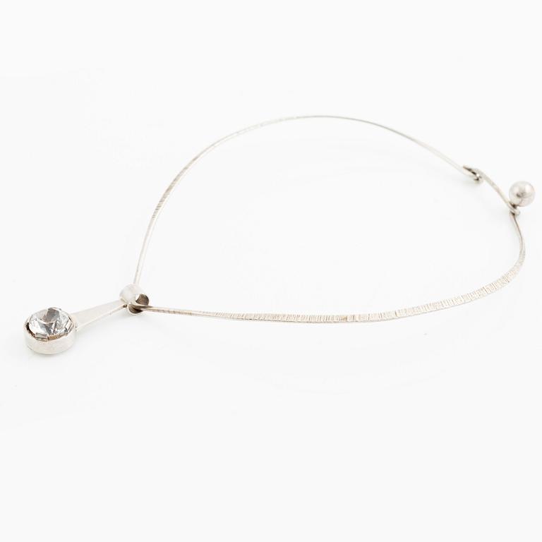 Necklace with pendant, silver and white stone, Ceson, Gothenburg 1968 and 1969.
