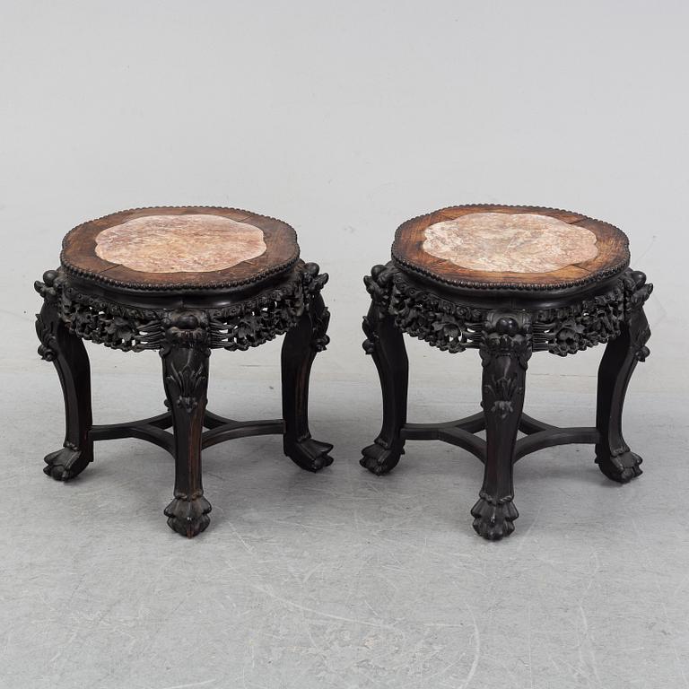 A pair of Chinese tables/stands, 20th Century.