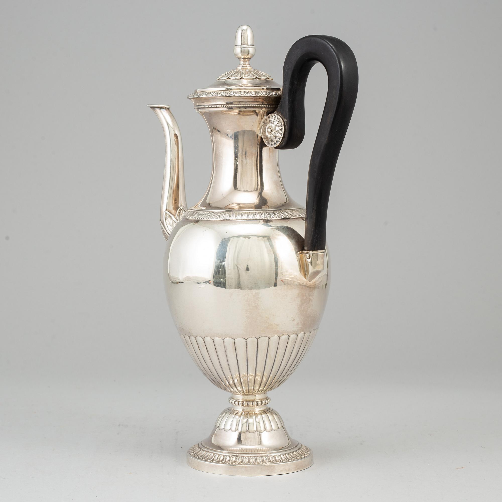 A Swedish Empire 19th century silver coffee-pot, mark of Adolf Zethelius, Stockholm 1830.