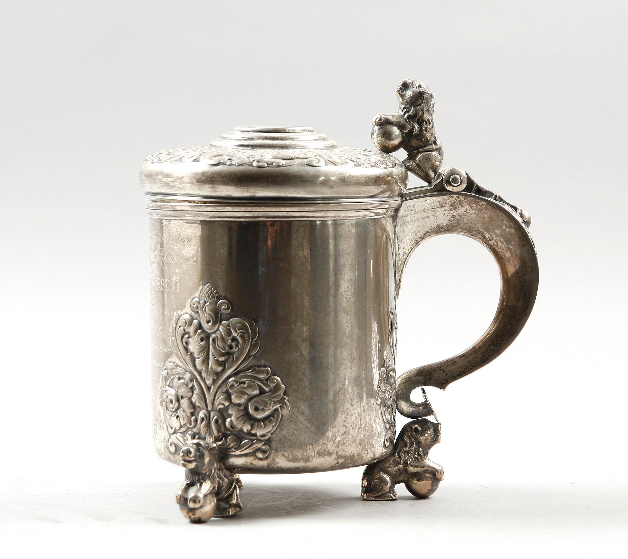 DRYCKESKANNA, silver, barockstil. G F Hallengren, Malmö 1922.