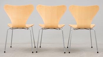 STOLAR, 3 stycken, "Sjuan", Arne Jacobsen, Fritz Hansen.