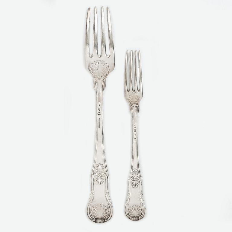 Adolf Zethelius, Gafflar, 12 st, silver, Stockholm 1837.