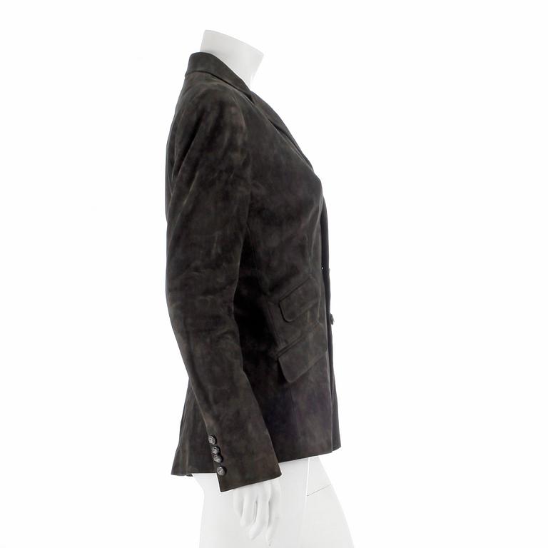 RALPH LAURE, a grey suede jacket, size 8.