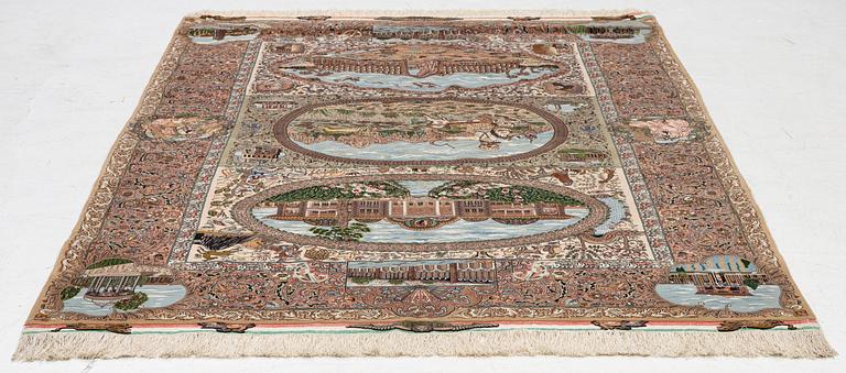 Matta, Täbriz, figural. ca 177 x. 241 cm.