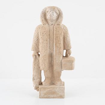 Emil Näsvall, skulptur, signerad och daterad. Bemålad gips.