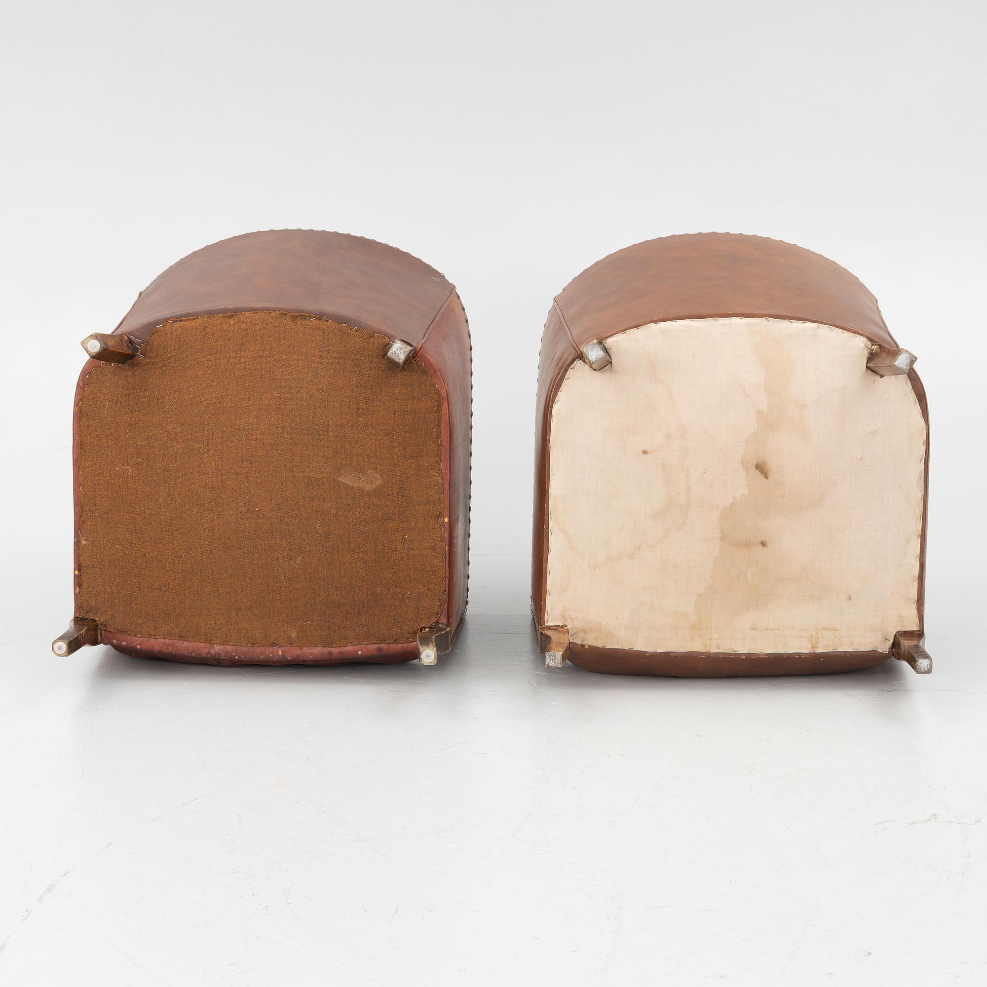 Clubfåtöljer, ett par, 1930/40-tal.