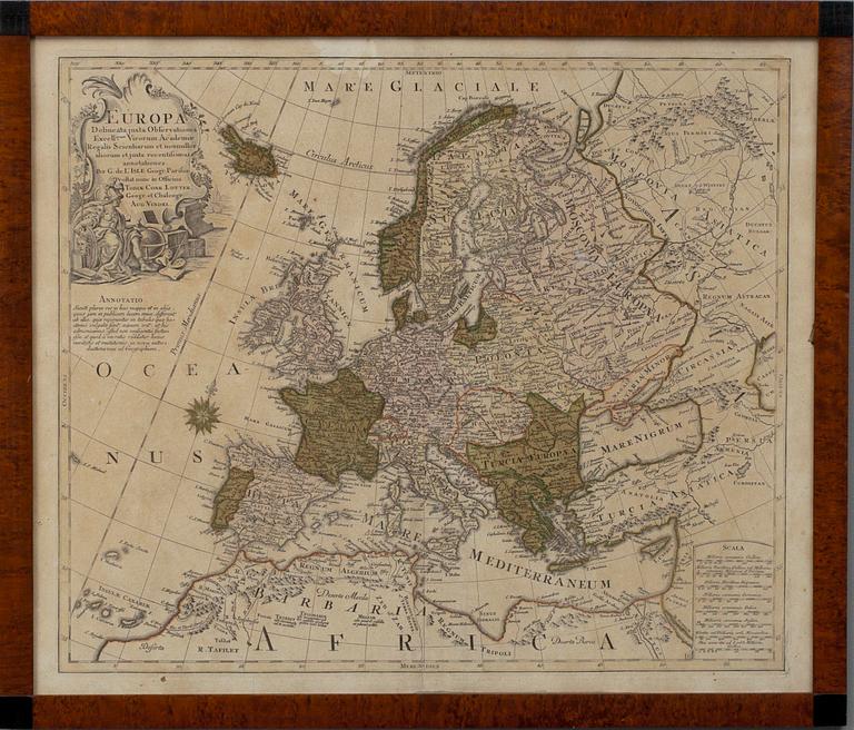 KARTOR 2 st., Frankrike "Le Royaume de France" samt Europa 1700-talets mitt.