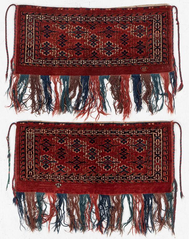 Two Torbor, Turkmen, approx. 95 x 42 cm.