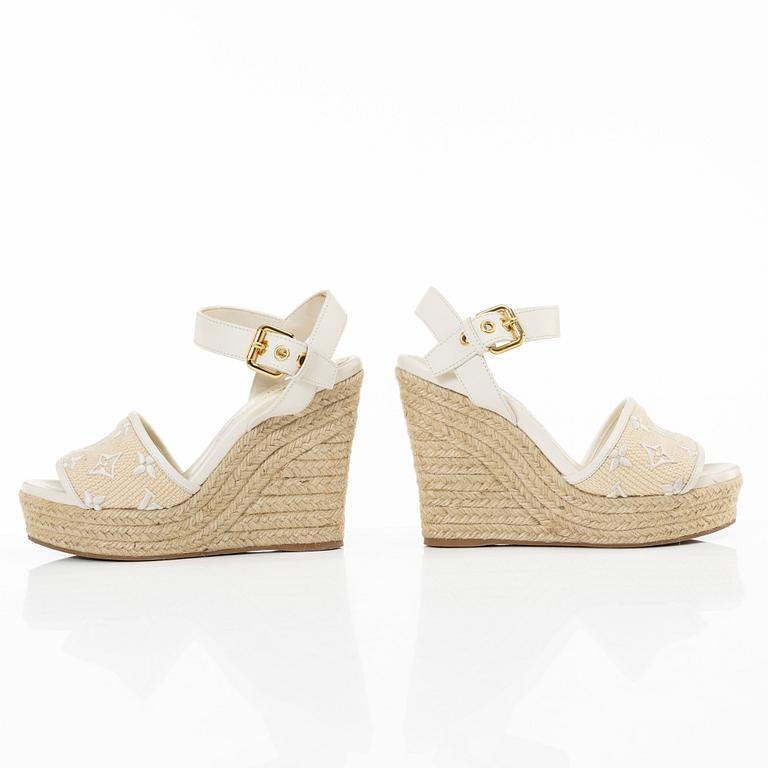 Louis Vuitton, sandals, "Helios Wedge Espadrille", size 37.