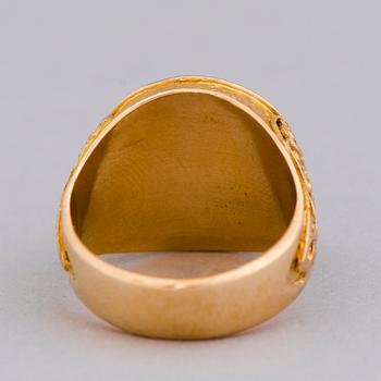 A RING, 14K gold, enamel, 'Mercedes'. Juha Tarnanen, Lahti Finland 1999.