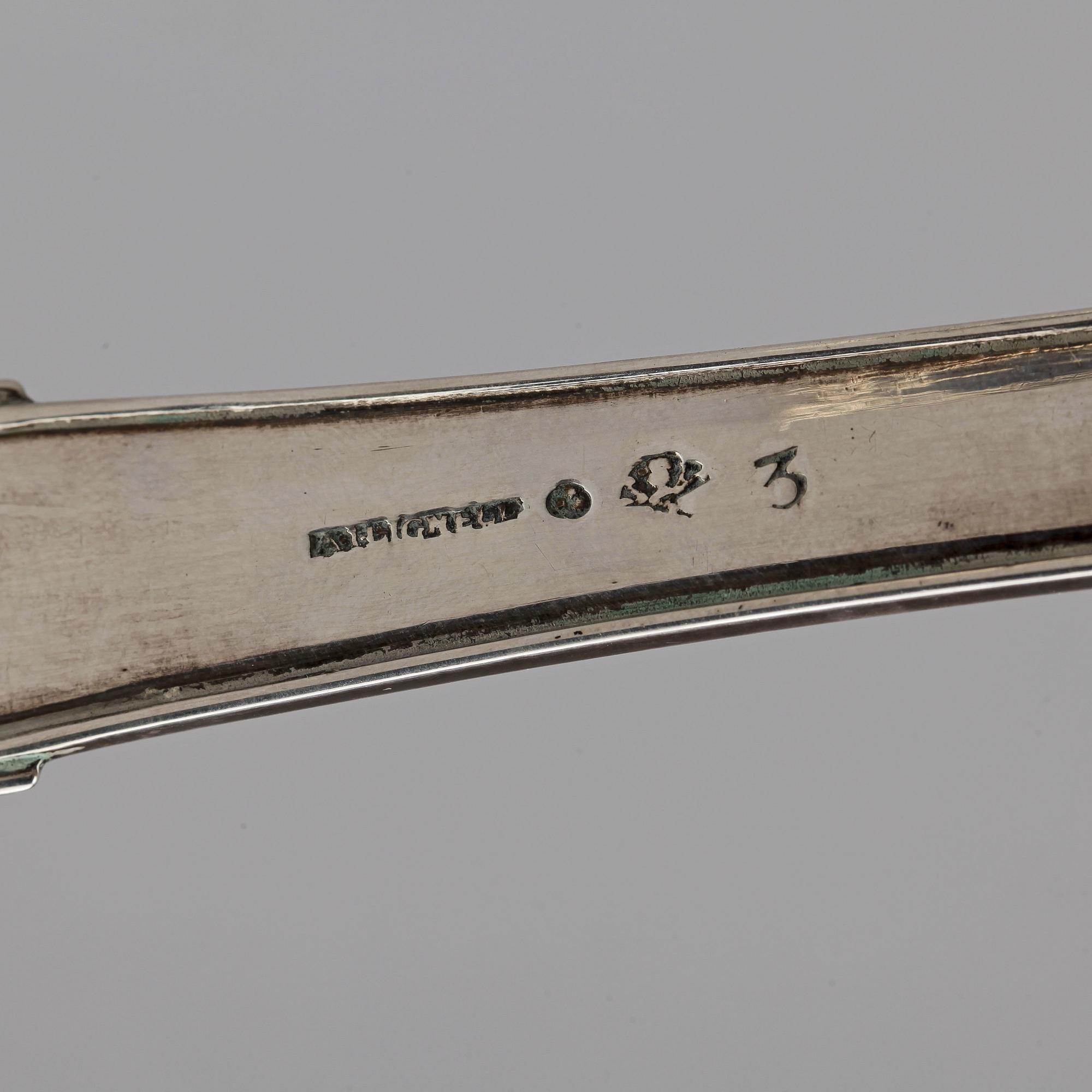 SOPPSLEV OCH STRÖSKED, silver, Anders Johan Lignell, Sundsvall, 1800-talets första hälft resp APL, 1837. Totvikt ca300g.