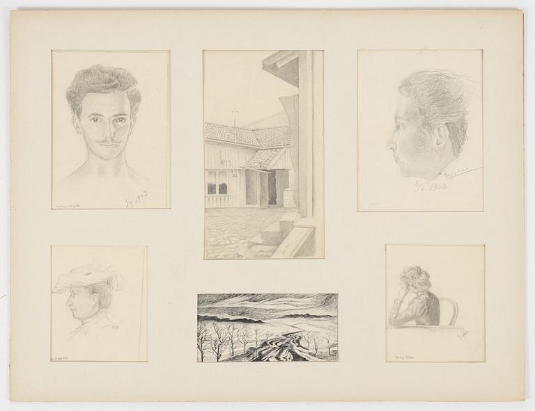 Birger Simonsson, portfolio with 62 drawings. watercolours, pencildrawings.