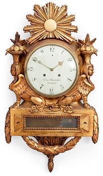 626. A late Gustavian gilt wood wall clock by E. Rundelius.