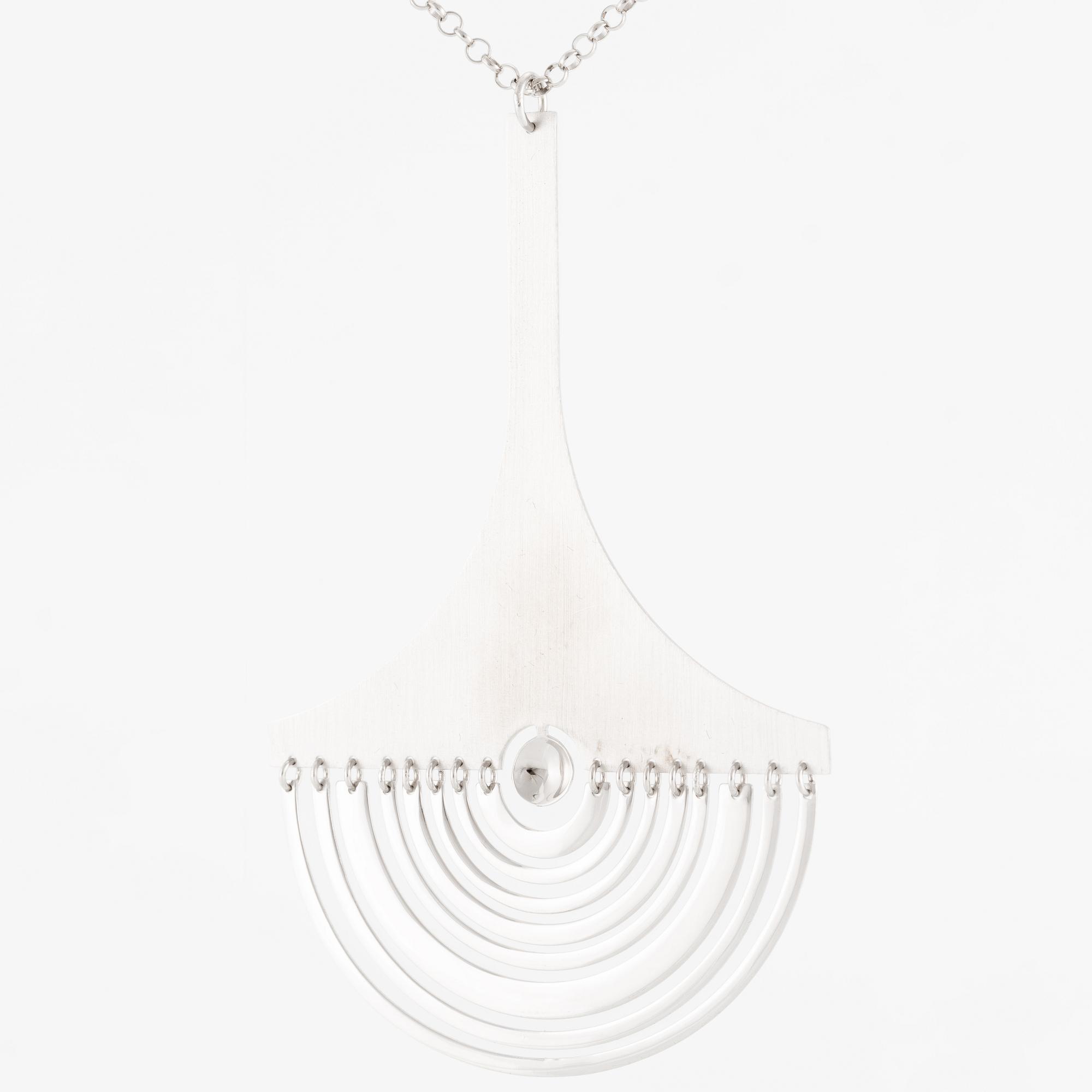 Tapio Wirkkala, pendant with chain "Moon Slice", sterling silver, for Kultakeskus.