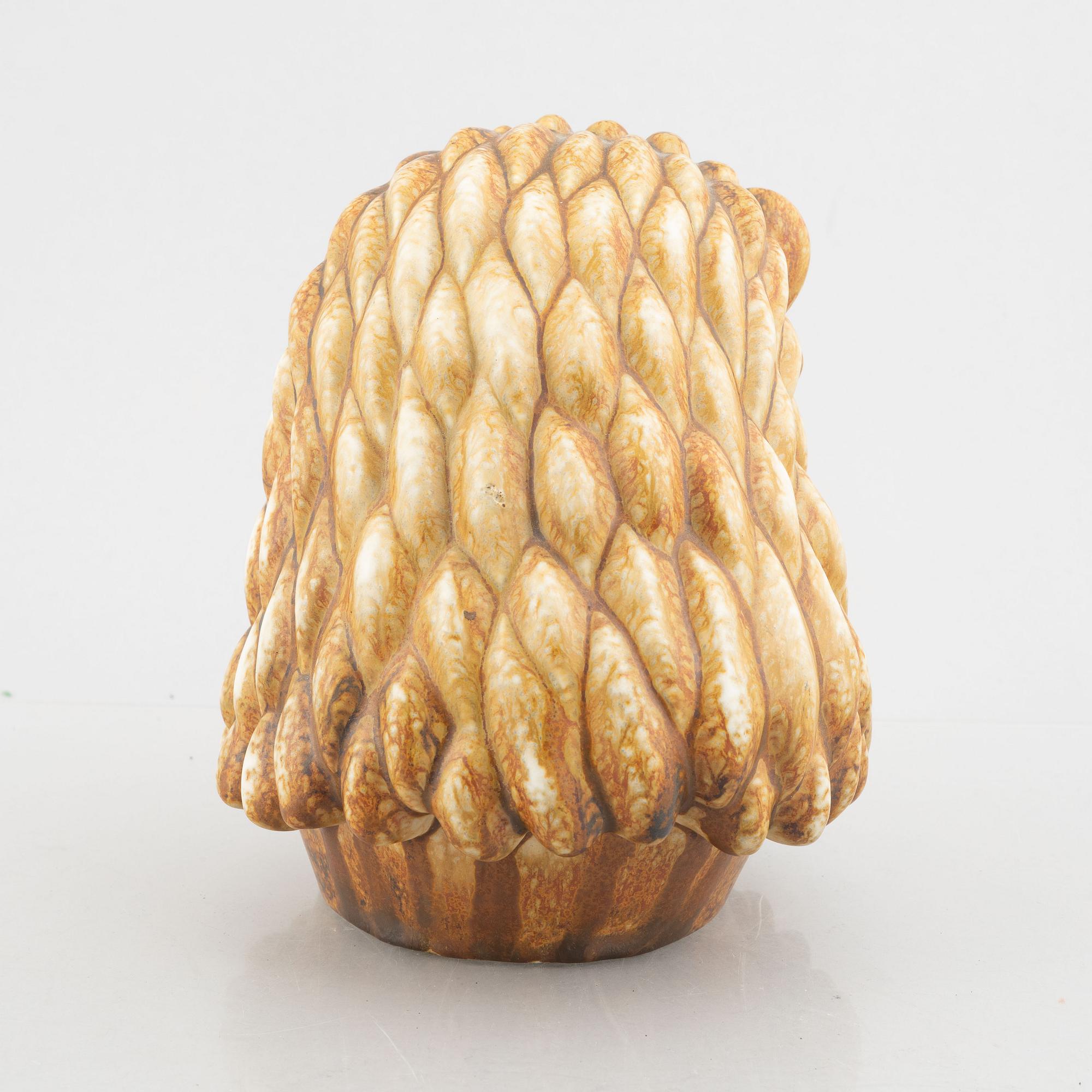 Gunnar Nylund, a lion's head stoneware figurine, Rörstrand, Sweden.