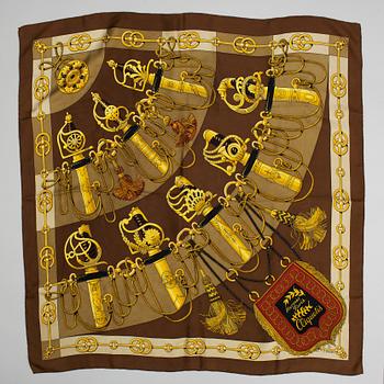 Hermès, a 'Cliquetis' silk scarf.