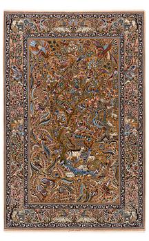 A carpet, old, Esfahan, part silk, signed Shabani, ca 246 x 161 cm.