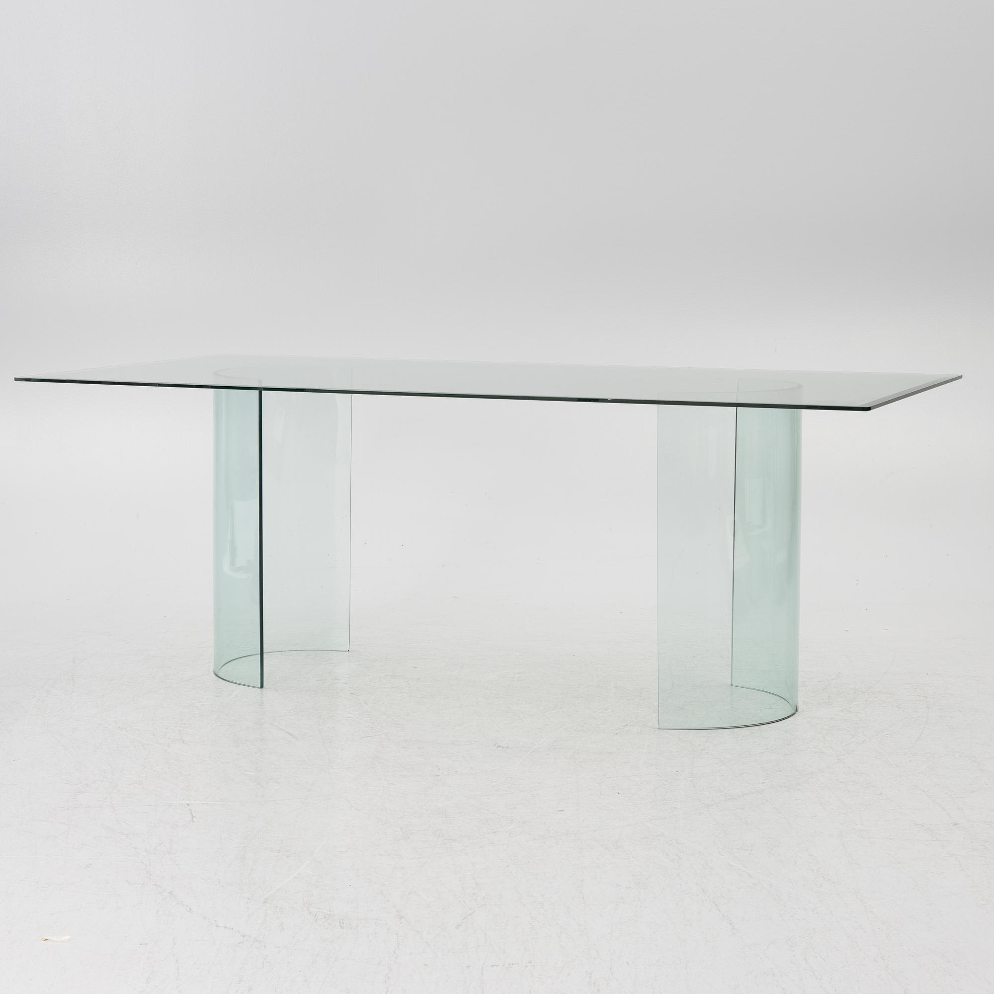 Dining table, glass, contemporary.