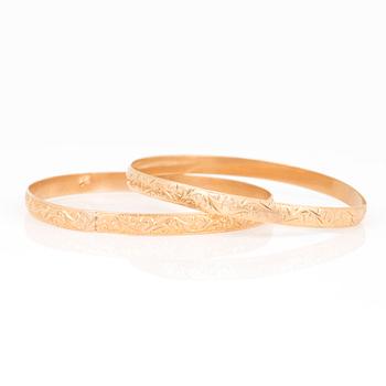 ARMRINGAR, 2 st, 14k guld.