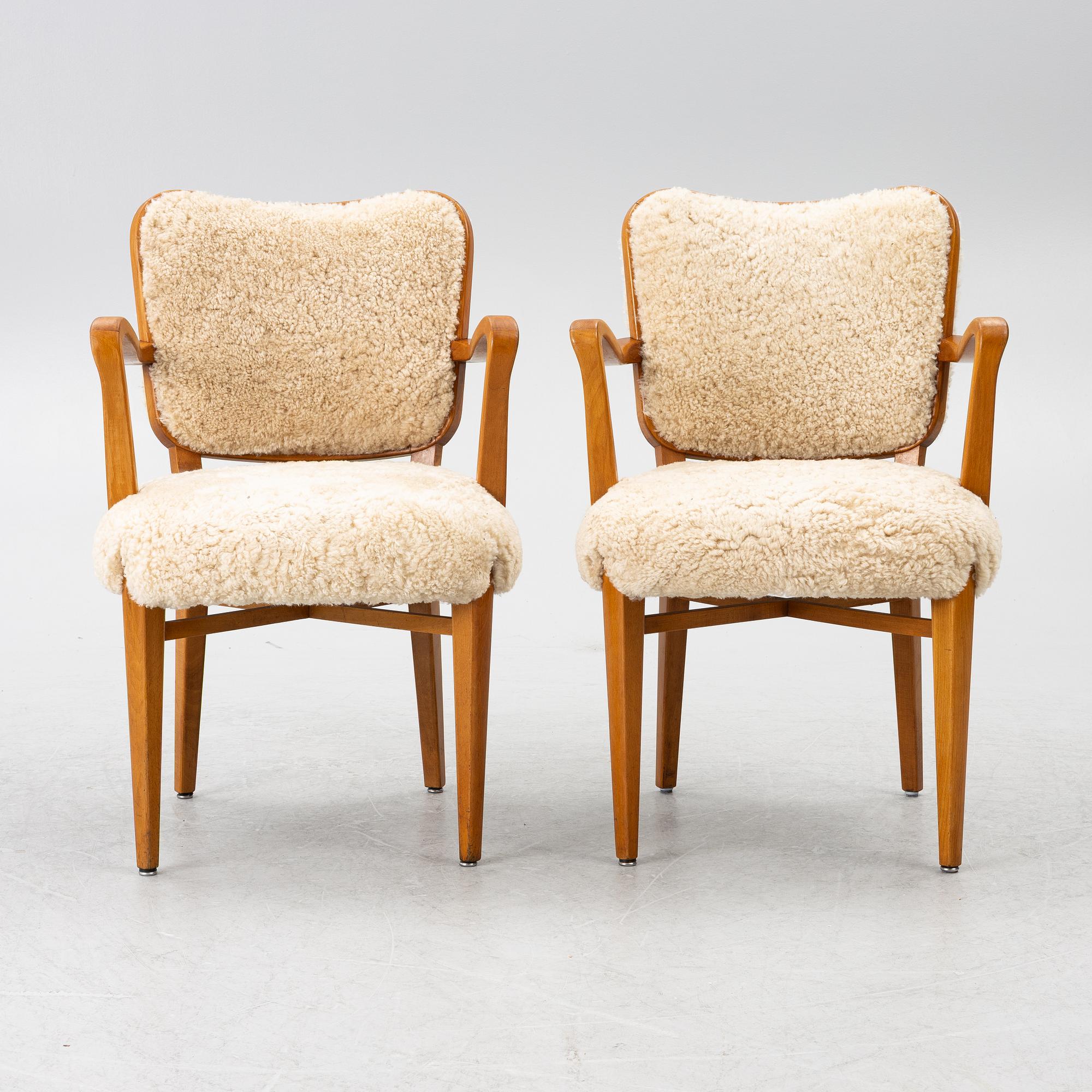 Karmstolar, ett par, Swedish Modern, Westberg, Tranås, 1940/50-tal.