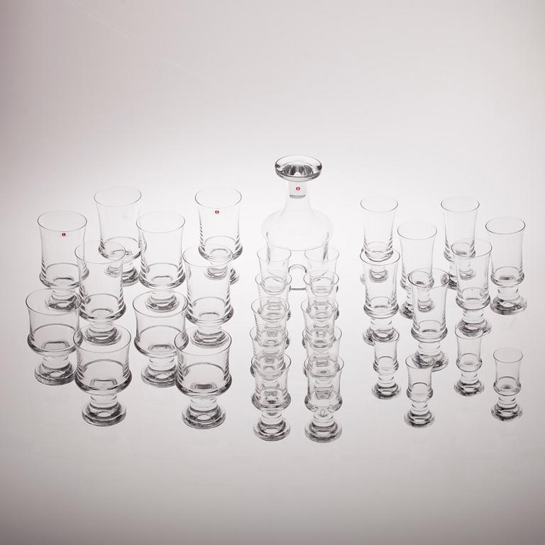GLASSERVIS, 32 delar, "Tavastia" Tapio Wirkkala, Iittala 1970-tal.
