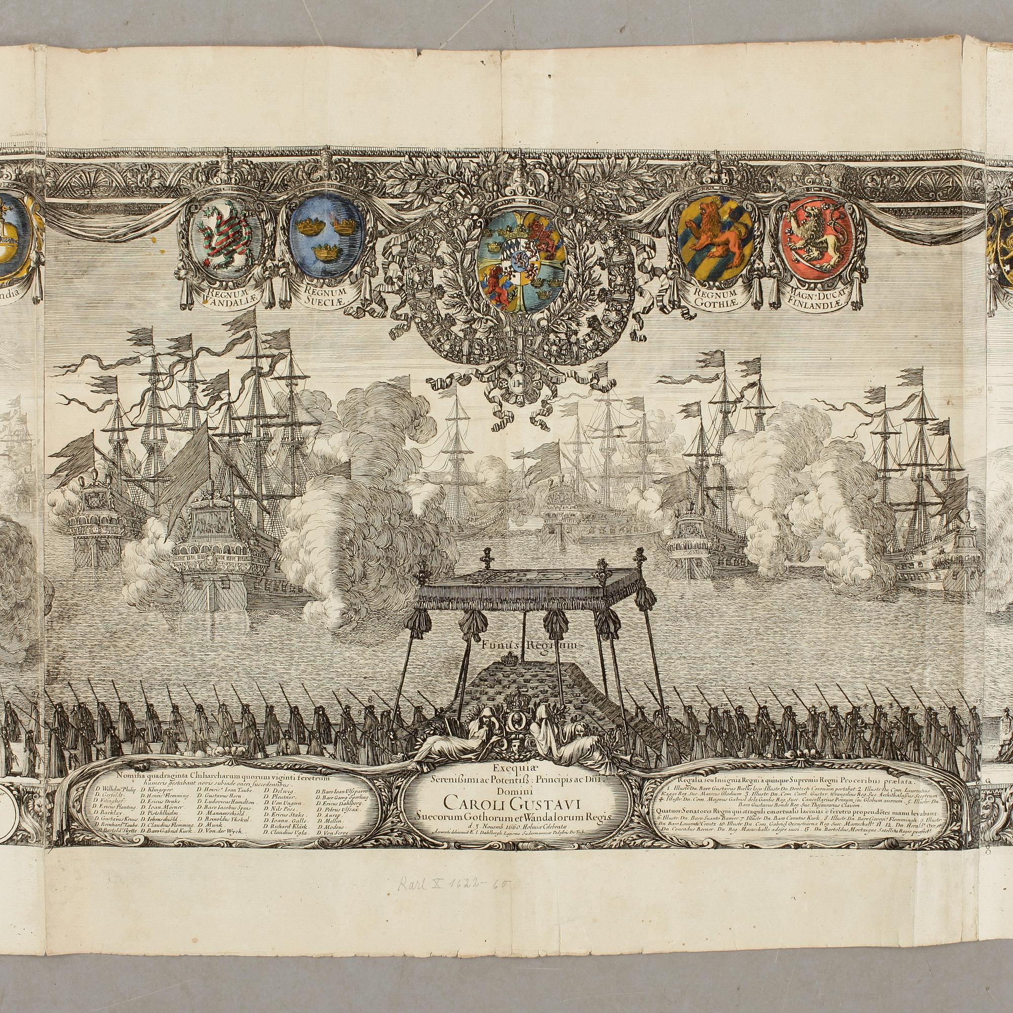 ERIK DAHLBERGH, gravyr, Karl X Gustafs gravtåg, ur Samuel von Pufendorfs verk från 1696.