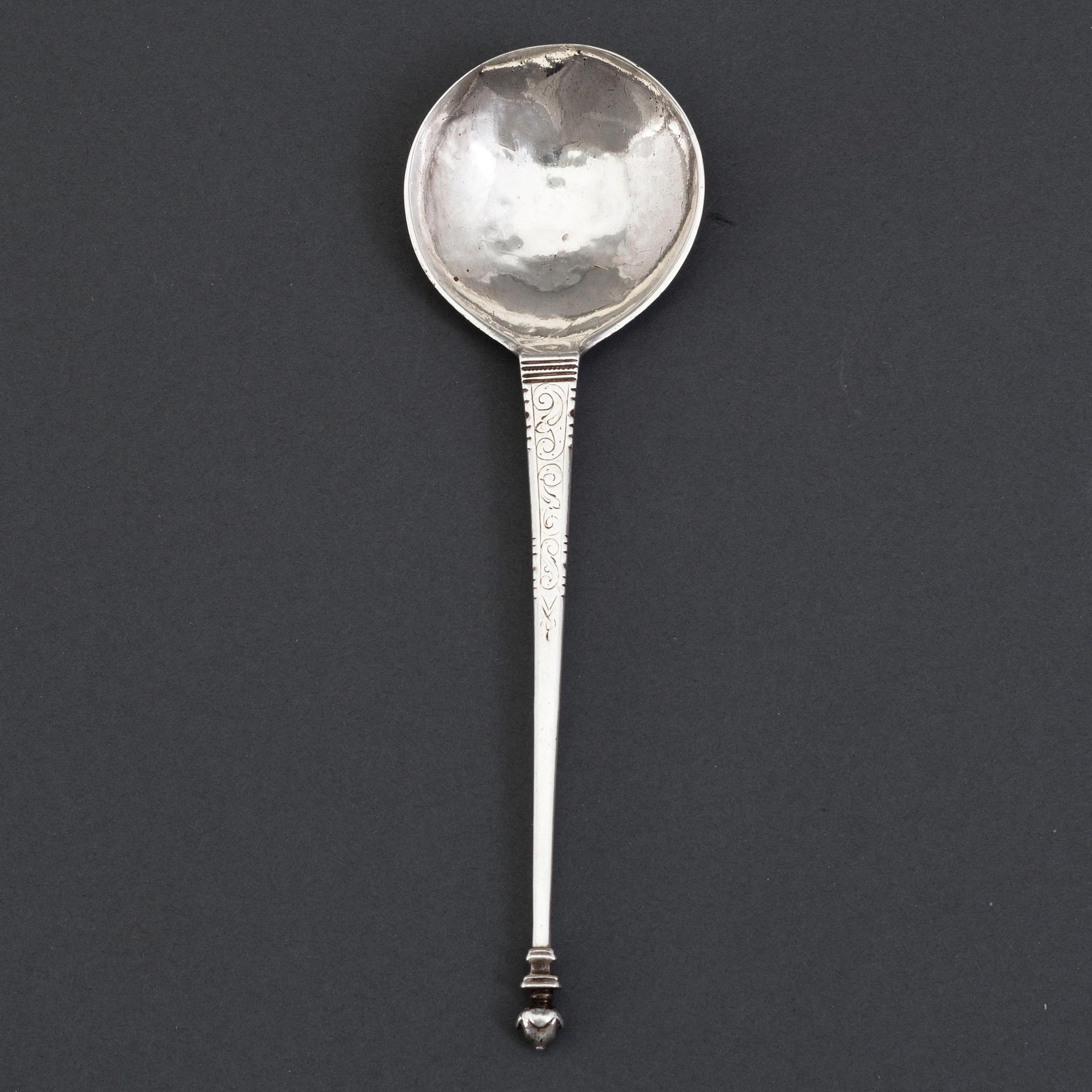 A 17th century silver spoon, unidentified marks.