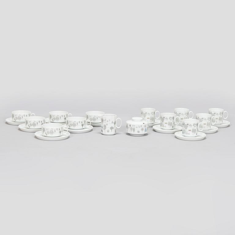 Tapio Wirkkala /Rut Bryk, kaffe- och teservis, porslin, 14 delar, "Winterreise" & "Polygon". Rosenthal.