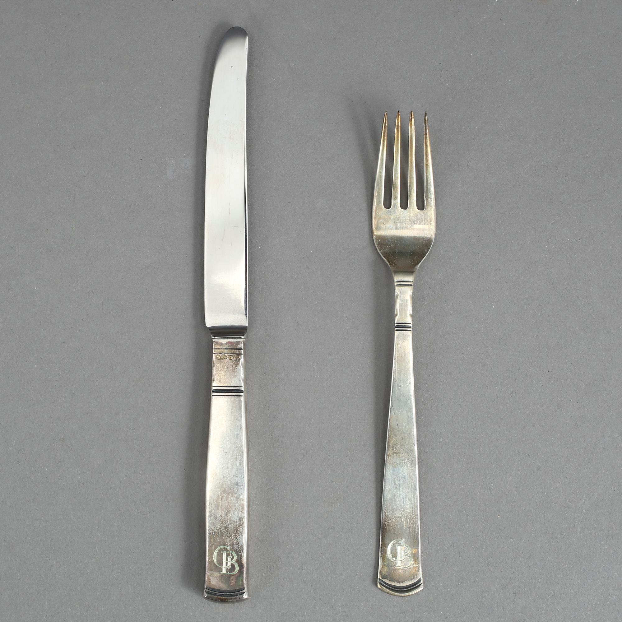 BESTICK, 12 delar, silver "Rosenholm", Guldsmedsaktiebolaget GAB, Stockholm 1956.