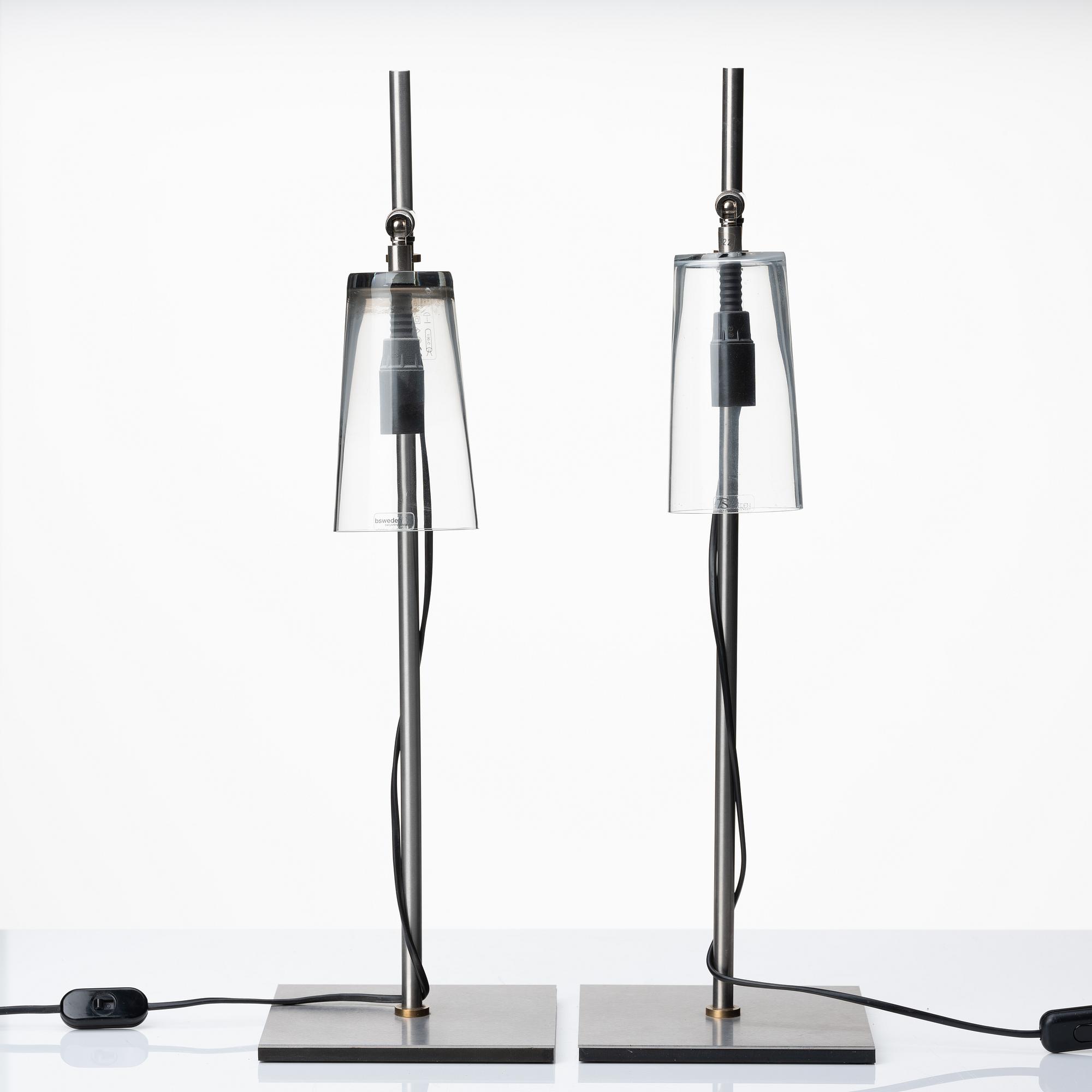 A pair of 'Manhattan' lamps by Gunnel Svensson, Bsweden.