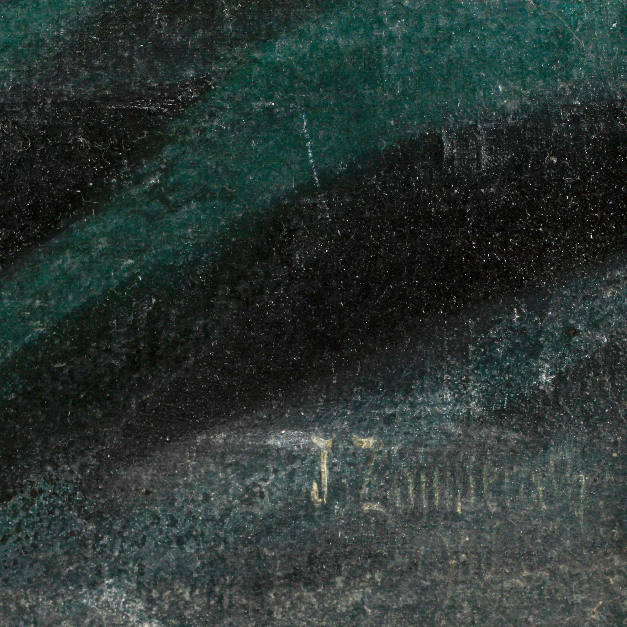 OKÄND KONSTNÄR, olja på duk, bär otydl sign. Omkring sekelskiftet 1900.