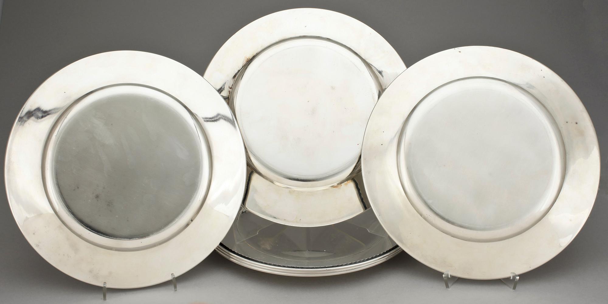 UNDERLÄGGSTALLRIKAR, 6 st, silver, GAB, Stockholm, 1973. Vikt ca 2962 g.