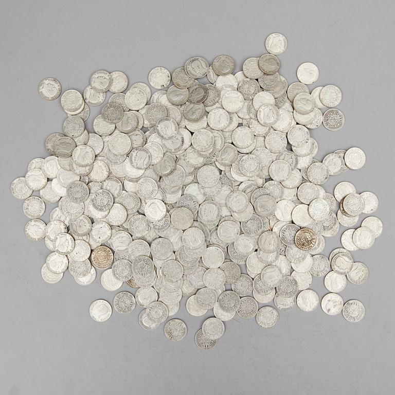 SAMLING SILVERMYNT, enkronor, Gustaf V, 1910-1941. Vikt ca 3000 gram.