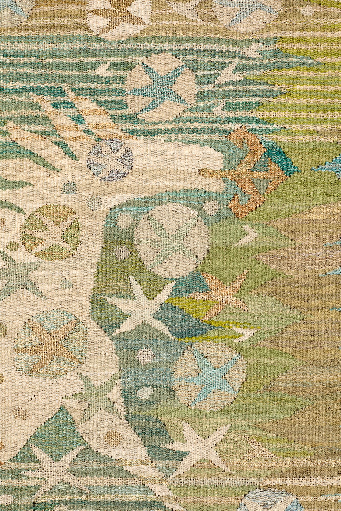Barbro Nilsson, VÄVD TAPET, "Åar - Sakta rinnande vatten", gobelängvariant, ca 243 x 108 cm, signerad AB MMF BN.