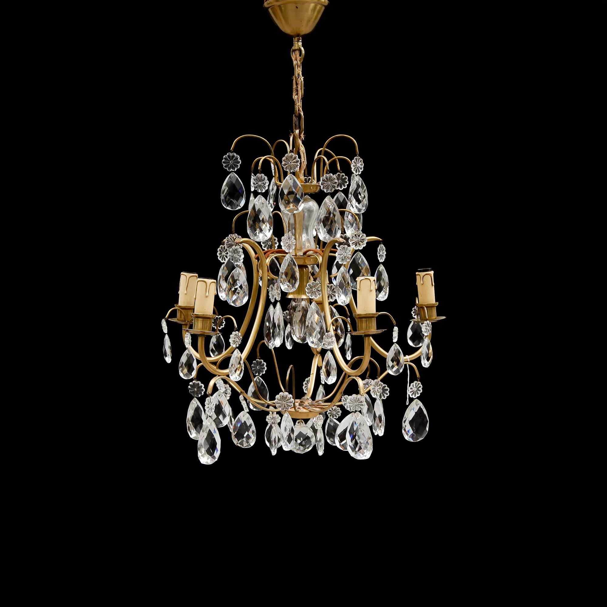 LJUSKRONA, barockstil, 1900-talets mitt. Höjd ca 55 cm.